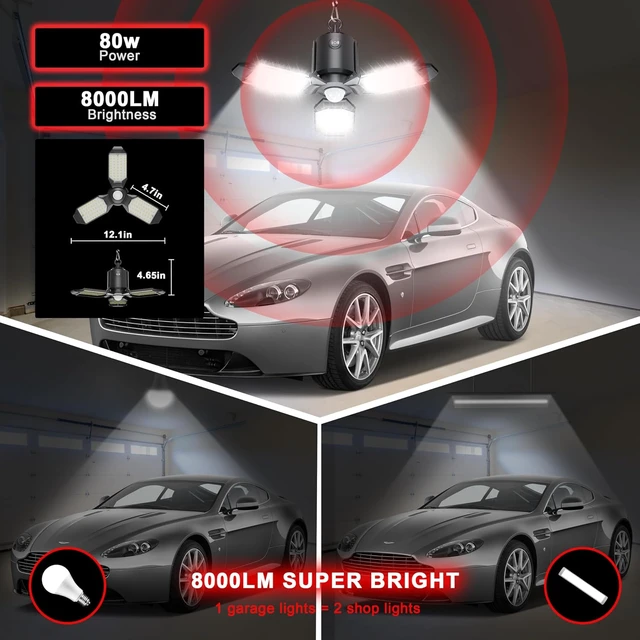 Alt view image 5 of 7 - Plug in Led Garage Light Motion Sensor 80W 8000LM 1Pack