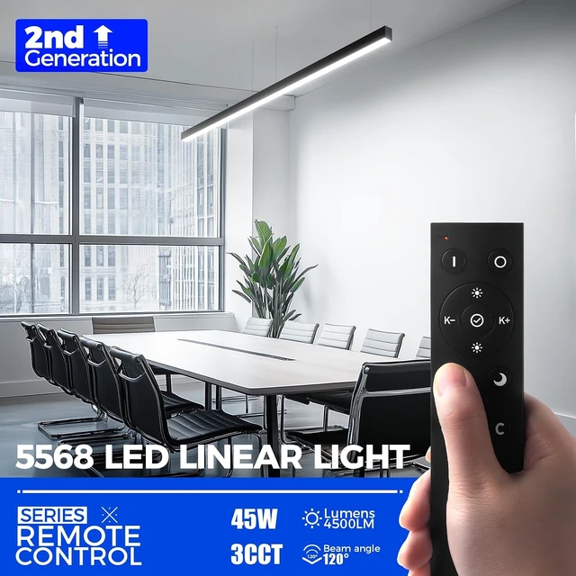 Alt view image 2 of 7 - Barrina 5568 Remote Series LED Linear Light Fixture 4FT 45W, Black, 4 Packs