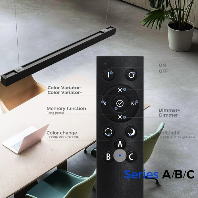 Alt view image 4 of 7 - Barrina 5568 Remote Series LED Linear Light Fixture 4FT 45W, Black, 4 Packs