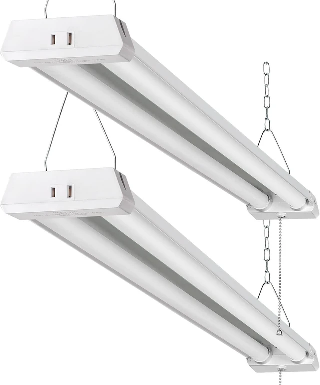 Main image of 4FT Linkable LED Shop Light for Garages, 42W 4800LM 5000K Daylight Led Shop Lights, Ceiling Light with Pull Chain (ON/Off), Linear Worklight Fixture with Plug, 2 Pack