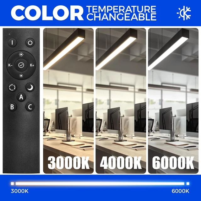 Alt view image 6 of 7 - Barrina 5568 Remote Series LED Linear Light Fixture 4FT 45W, Black, 4 Packs
