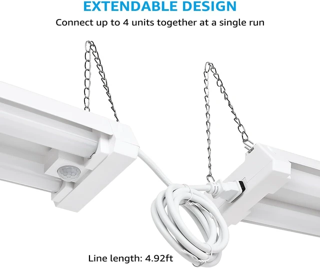 Alt view image 3 of 7 - LEONLITE 2-Pack 4FT Motion Sensor LED Utility Shop Light, 40W, 5000K