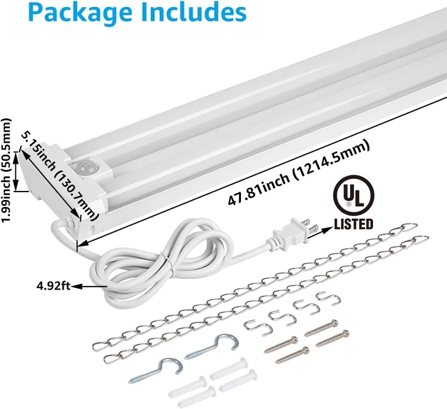 Alt view image 7 of 7 - LEONLITE 2-Pack 4FT Motion Sensor LED Utility Shop Light, 40W, 5000K
