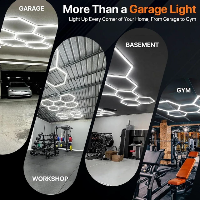 Alt view image 7 of 7 - Hexagon Garage Lights: 168W 5 Grids Hexagon Led Lights 18480LM