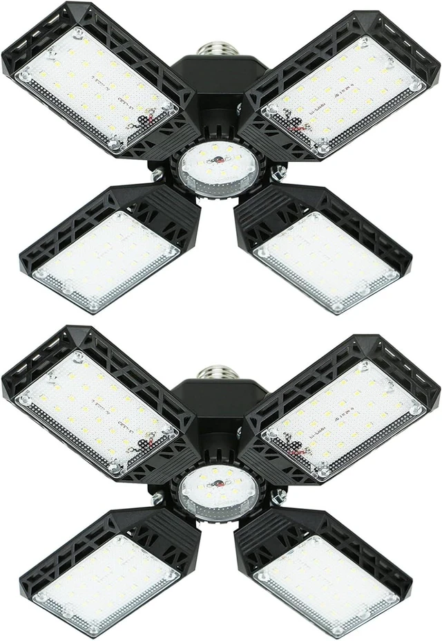 Main image of 2-Pack LED Garage Light,150W Deformable Garage Ceiling Lights,15000LM, 4 Adjustable Panels, E26/E27 Shop Lights for Basement, Barn, Workshop,High Bay Light