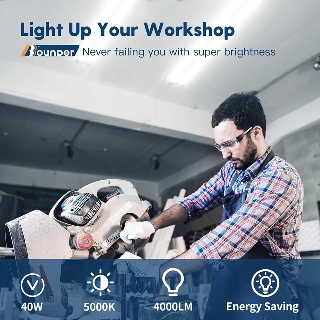 Alt view image 2 of 7 - BBOUNDER 4Pack 4FT LED Shop Light, 5000K, 40W=250W, Linkable for Garage