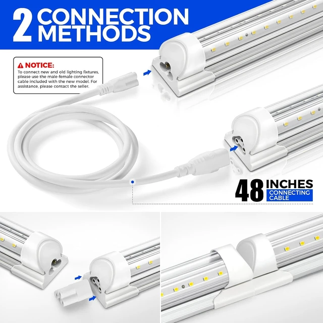 Alt view image 6 of 7 - Barrina T8 LED Shop Lights 4FT, 40W 5500LM 5000K, High Output, 2 Packs
