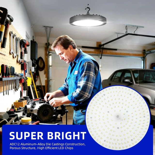 Alt view image 3 of 7 - hykolity UFO LED High Bay Light, 150W, 19500LM, 5000K Daylight, 130LM/W