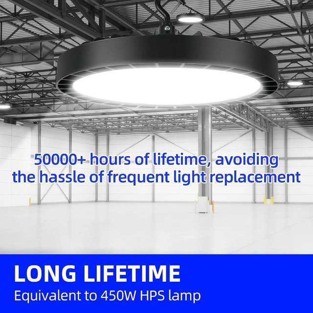 Alt view image 7 of 7 - hykolity UFO LED High Bay Light, 150W, 19500LM, 5000K Daylight, 130LM/W