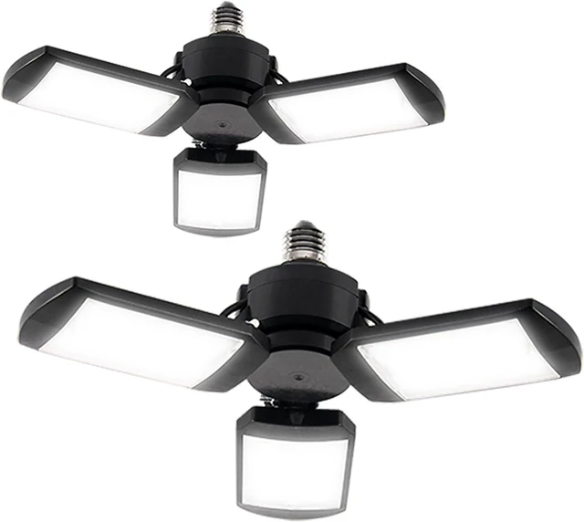 Main image of Deformable LED Garage Lights - 4000 Lumen 6500K Daylight 40W, Three Leaf Garage Organization Ceiling Lighting, Pack of 2