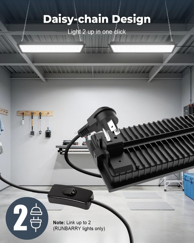 Alt view image 3 of 7 - 2 Pack Linkable LED Shop Lights 200W 6000K Bay Lighting