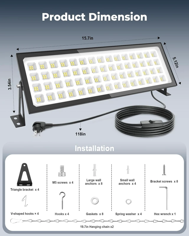 Alt view image 6 of 7 - 2 Pack Linkable LED Shop Lights 200W 6000K Bay Lighting