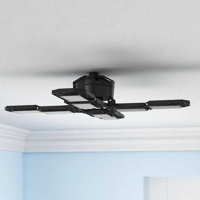 Alt view image 2 of 7 - LED Garage Light,Super Bright Screw in E26/E27 Ceiling Shop Work Lamp, 200W 20000 Lumen Deformable Basement Bulb Fixture with 8 Adjustable Panels, Lighting for Workshop, Attic