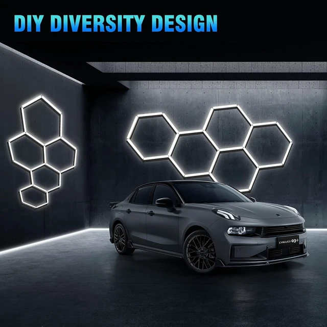 Alt view image 3 of 7 - 25-Pack Hexagon Garage Lights, 168W 21840LM LED Honeycomb Lights Ceiling