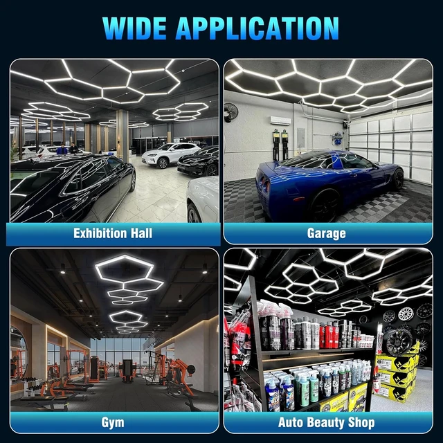 Alt view image 5 of 7 - 25-Pack Hexagon Garage Lights, 168W 21840LM LED Honeycomb Lights Ceiling