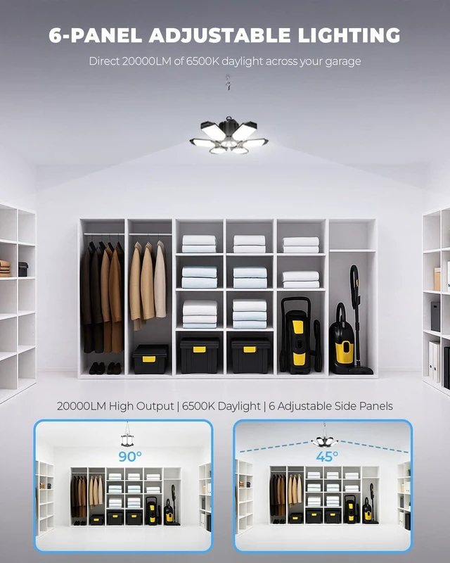 Alt view image 4 of 7 - Motion Sensor Garage Lights with Remote, 20000LM Plug-in Shop Lights