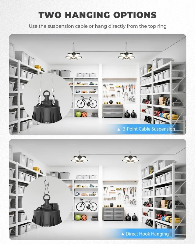 Alt view image 6 of 7 - Motion Sensor Garage Lights with Remote, 20000LM Plug-in Shop Lights