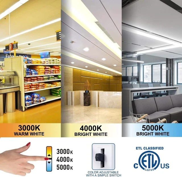 Alt view image 3 of 7 - 1 Pack LED Shop Light 4FT 48W Linkable Utility Integrated Ceiling Lighting Fixture, 3 Colors Selectable Hanging&Ceiling Mount with Pull Chain LED Workbench Light for Workshop,Garage