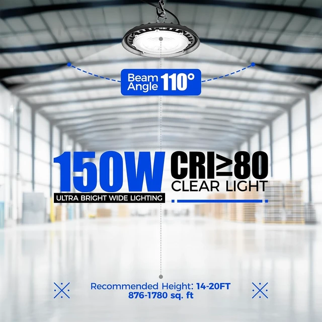 Alt view image 3 of 7 - Barrina High Bay LED Shop Lights, 150W, 21000LM, IP65 Waterproof, 5000K