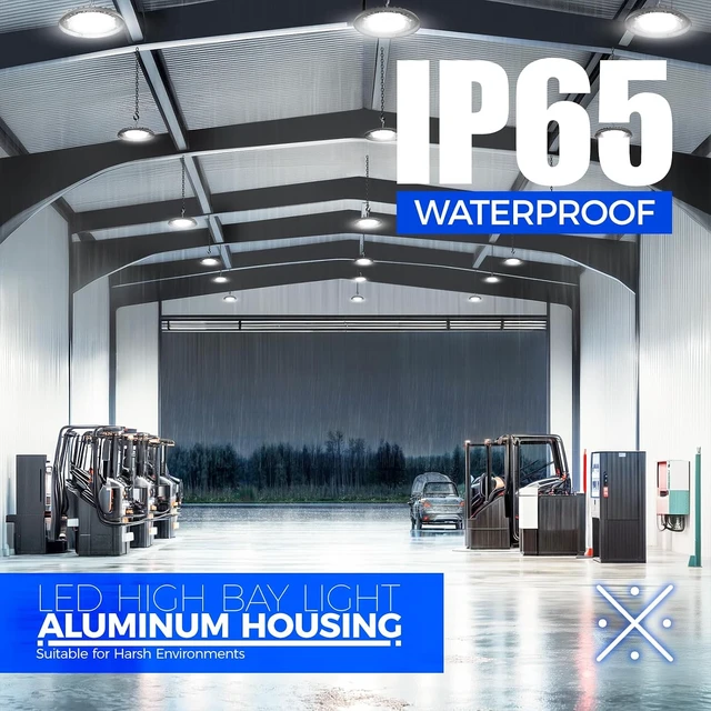 Alt view image 6 of 7 - Barrina High Bay LED Shop Lights, 150W, 21000LM, IP65 Waterproof, 5000K