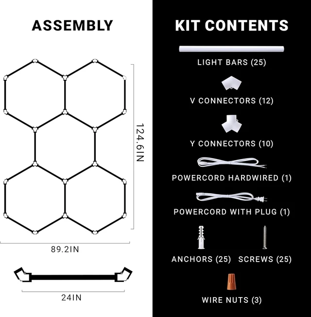 Alt view image 4 of 7 - PARMIDA Hexagon LED Garage Lights, Ultra Bright 250W, 25000LM, ETL/FCC, Honeycomb Modern Ceiling Lighting System for Car Detailing Garage, Workshop, Gym, Shop, Basement (25 Pack, 5 Grids - 6000K)