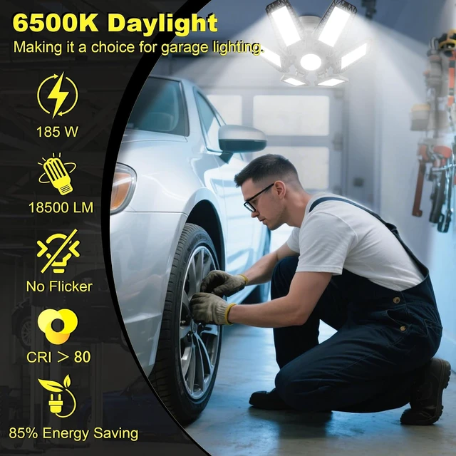 Alt view image 3 of 7 - ISKYDRAW LED Garage Lights 185W, 4 Pack 18500LM Bright Shop Lights