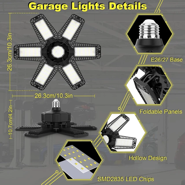 Alt view image 7 of 7 - ISKYDRAW LED Garage Lights 185W, 4 Pack 18500LM Bright Shop Lights