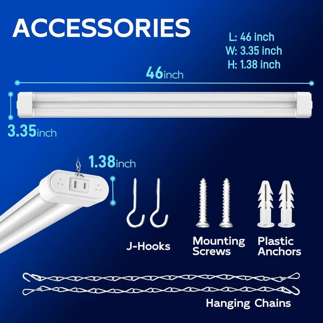 Alt view image 6 of 7 - hykolity 4FT Linkable LED Shop Light,44W 4600LM 5000K Daylight,4 Pack