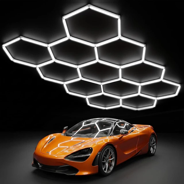 Main image of 12 Hexagon Garage Lights, 50 Pack 51000LM Super Bright LED Garage Lights, 6500K Daylight Ceiling Lighting Shop Light for Garage, Basement,Workshop,Car Detailing Studio,Gym, Shopping Mall,Easy Install