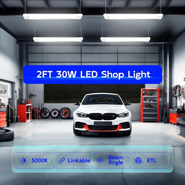 Alt view image 2 of 7 - hykolity Linkable LED Shop Light 2FT with Power Cord,3500LM 5000K Daylight
