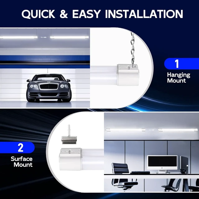 Alt view image 3 of 7 - hykolity Linkable LED Shop Light 2FT with Power Cord,3500LM 5000K Daylight