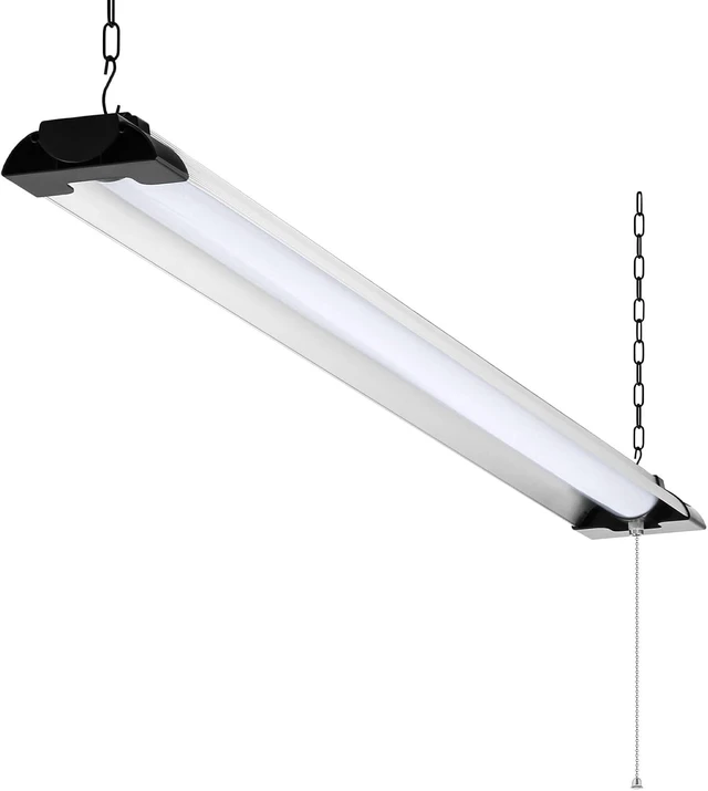Main image of 4FT LED Shop Light, 10000 Lumens 84W, Aluminum Shop Light Fixture, 5000K Cool White, Pull Chain, Plug-in Cord, Hanging or Flush Mount, ETL Listed for Garage Workshop Basement Warehouse Black