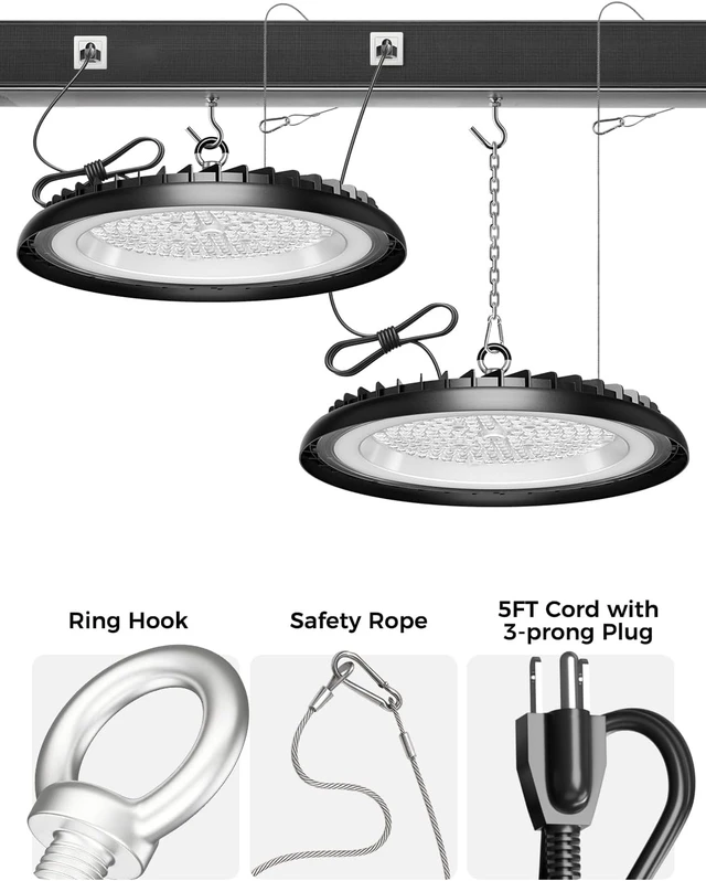 Alt view image 6 of 7 - ELEKICO UFO LED High Bay Light 150W, 22500LM Super Bright Led Shop Light