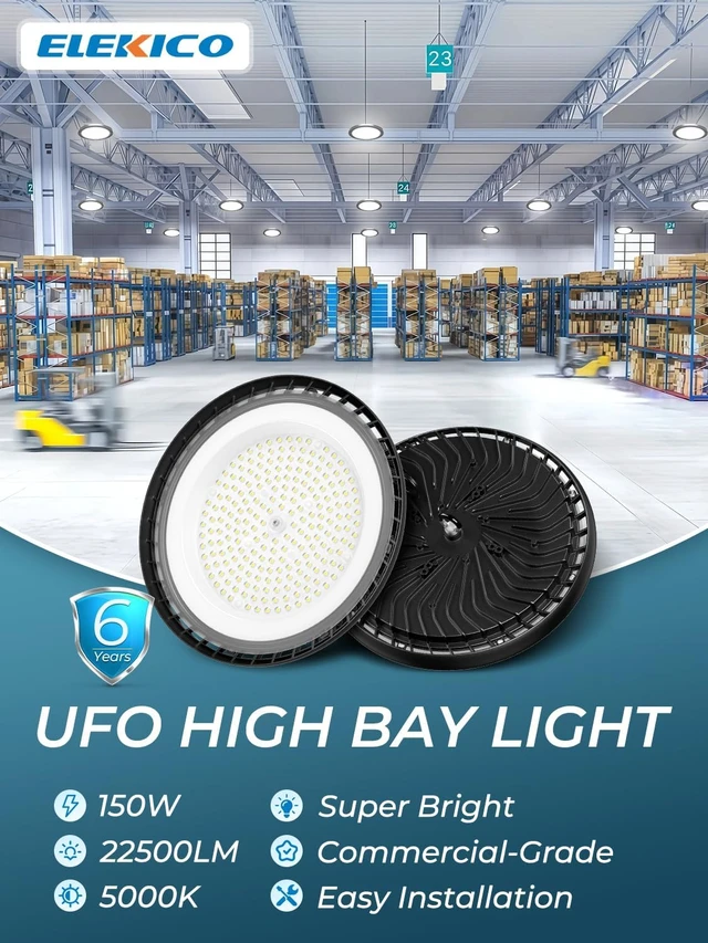 Alt view image 3 of 7 - ELEKICO UFO LED High Bay Light 150W, 22500LM Super Bright Led Shop Light