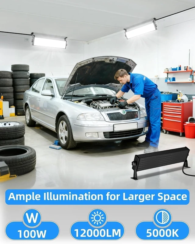 Alt view image 2 of 7 - THECHAM 1 Pack 100W LED Shop Light, 12000LM 5000K Daylight