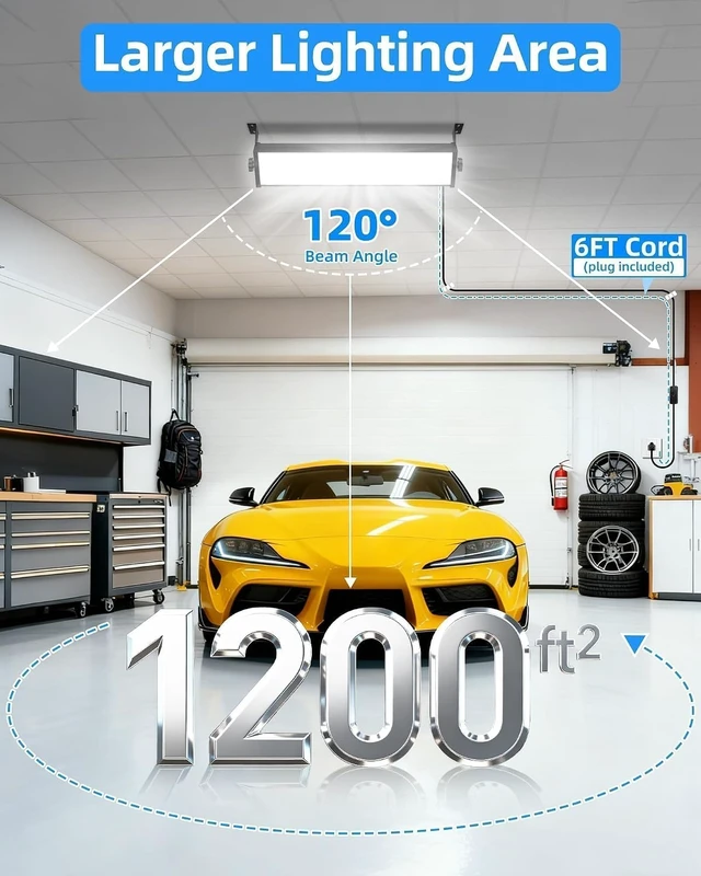 Alt view image 5 of 7 - THECHAM 1 Pack 100W LED Shop Light, 12000LM 5000K Daylight
