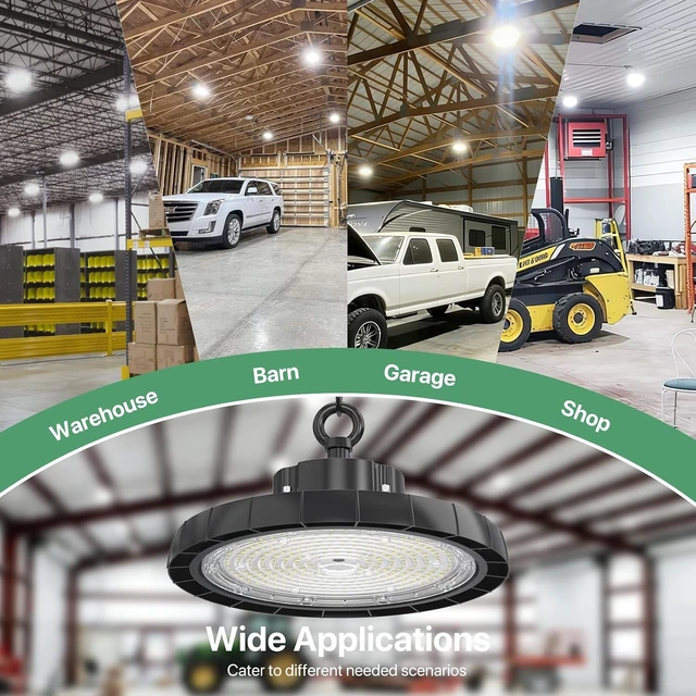 Alt view image 7 of 7 - UFO LED High Bay Lights: 200W 30000LM 5000K Led Shop Lights High Bay Led Lights with Plug Suitable for Gym Warehouse Workshop Factory Gym Garage Barn AC100-277V IP65