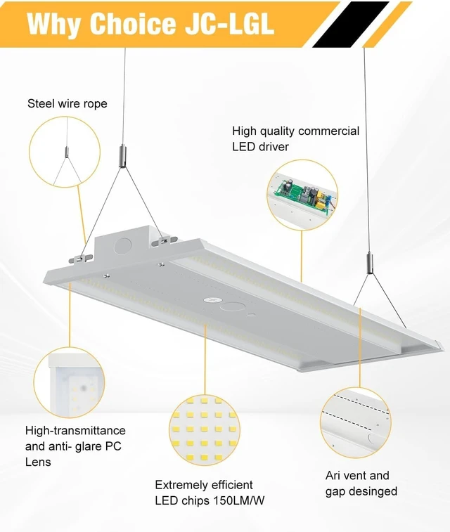 Alt view image 3 of 7 - 4Pack 165W LED Linear High Bay Light, High Bay Shop Lights Fixture