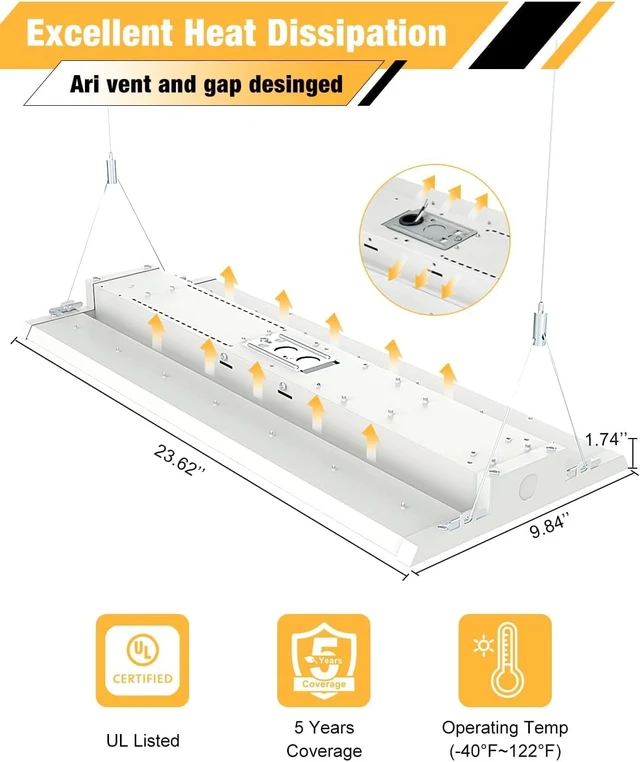 Alt view image 5 of 7 - 4Pack 165W LED Linear High Bay Light, High Bay Shop Lights Fixture