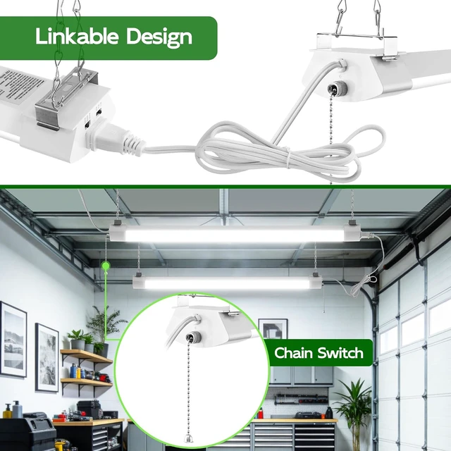 Alt view image 5 of 7 - Hlite LED Shop Light 4FT with Pull Chain,5000LM,3 Power Level&3CCT