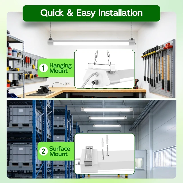 Alt view image 6 of 7 - Hlite LED Shop Light 4FT with Pull Chain,5000LM,3 Power Level&3CCT