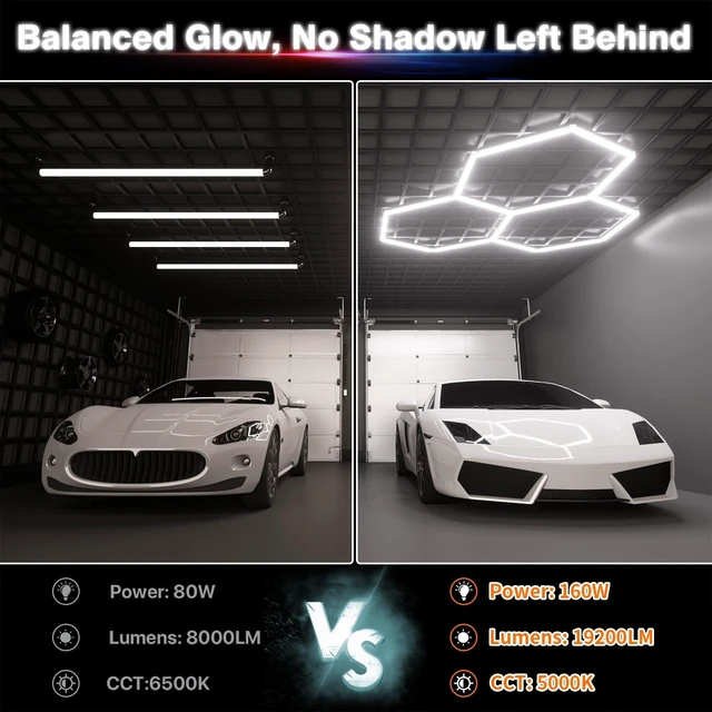 Alt view image 4 of 7 - Hexagon Garage Lights, 3-HEX Updated Bigger Size, 19200lm Super Bright Car Detailing Ceiling, Led Hexagon Lights, Honeycomb Lights for Detailing, Home Gym, DIY Workspace, Basement Garage
