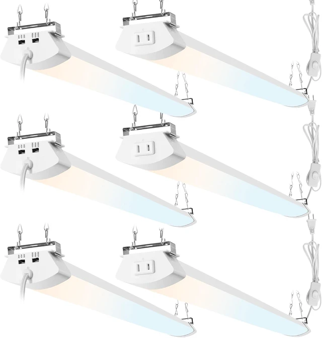 Main image of Hlite 4FT LED Shop Light with Power Cord 5000LM,3 Power Level&3CCT,6 Pack