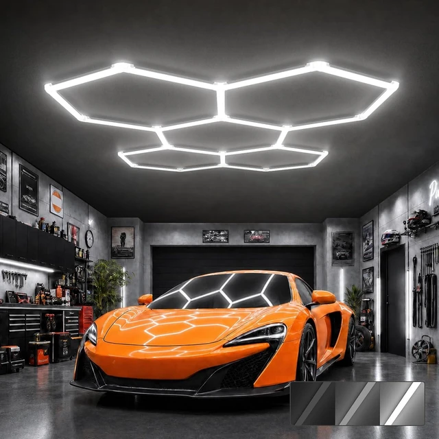 Main image of Hexagon Garage Lights: 168W 5 Grids 6500K 3 Level Dimmable