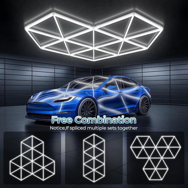 Alt view image 5 of 7 - ALLYES Hexagon Garage Lights - Super Bright 27-Pack,160W 18600LM,LED 6500K Cool White for Auto Repair Shops, Gyms, Warehouse, basements, Car Wash Rooms