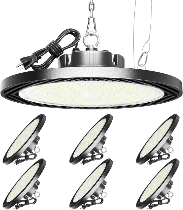 Main image of ELEKICO UFO Led High Bay Light 150W 5000K Shop Lights 21000Lm Daylight with Plug, UFO High Bay Lights for Garage Warehouse Workshop Factory Barn Logistics Center 6 Pack