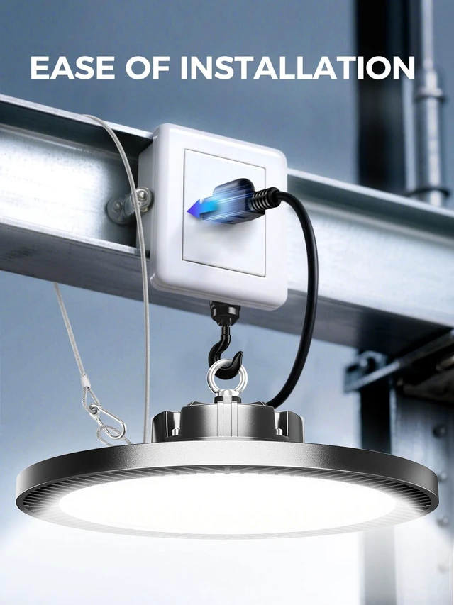 Alt view image 4 of 6 - ELEKICO UFO Led High Bay Light 150W 5000K Shop Lights 21000Lm Daylight with Plug, UFO High Bay Lights for Garage Warehouse Workshop Factory Barn Logistics Center 6 Pack