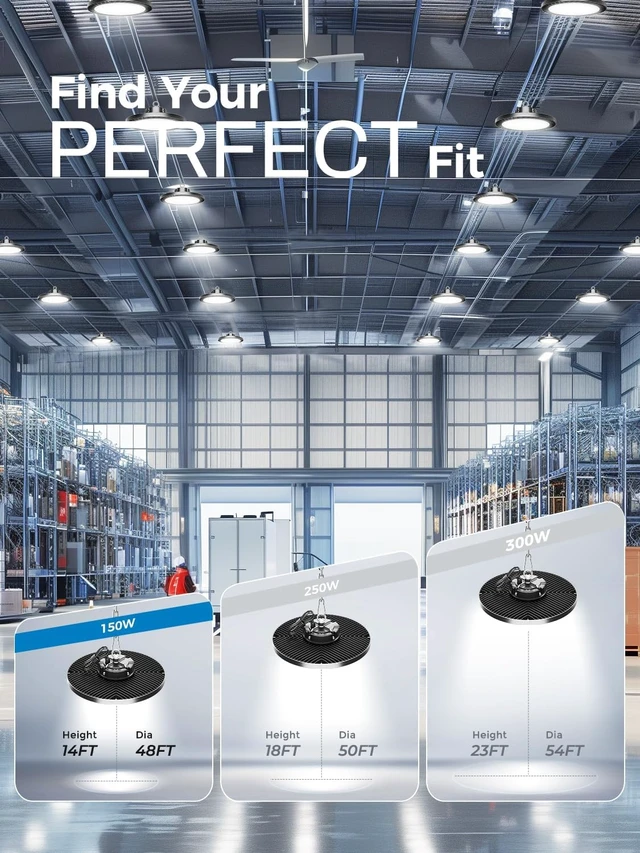 Alt view image 5 of 6 - ELEKICO UFO Led High Bay Light 150W 5000K Shop Lights 21000Lm Daylight with Plug, UFO High Bay Lights for Garage Warehouse Workshop Factory Barn Logistics Center 6 Pack