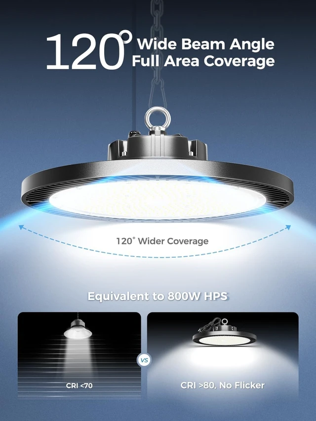 Alt view image 6 of 6 - ELEKICO UFO Led High Bay Light 150W 5000K Shop Lights 21000Lm Daylight with Plug, UFO High Bay Lights for Garage Warehouse Workshop Factory Barn Logistics Center 6 Pack