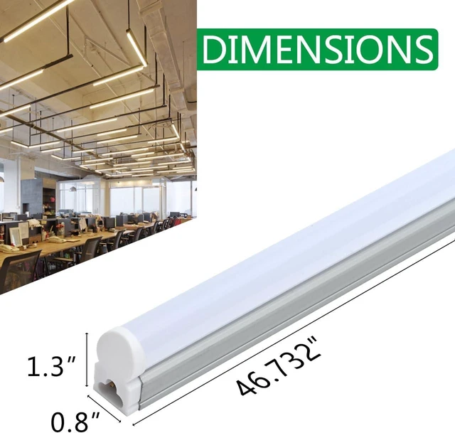 Alt view image 6 of 7 - 6 Pack T5 Integrated Single Fixture, 4FT 20W Linkable LED Shop Light Milky Cover,White Daylight 6500k 2200lm T5 Tube Lights for Garage Office Warehouse or Under Counter,Plug and Play